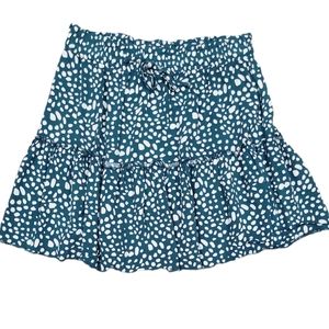 Alelly Green & White Polka Dot Ruffle Mini Skirt Size Small